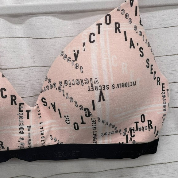 Victoria's Secret Bra Women’s Size 34C  T-shirt Lightly Lined Wireless Logo Pink - Picture 2 of 9